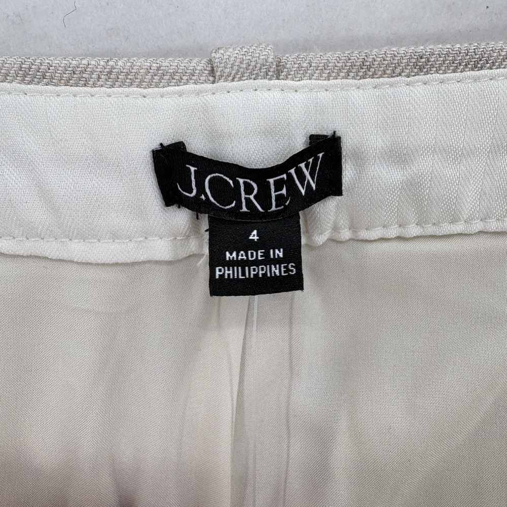 J Crew Kaya Linen Blend Dress Pants Womens 4 Beige Straight Lined Work Career - Picture 4 of 15